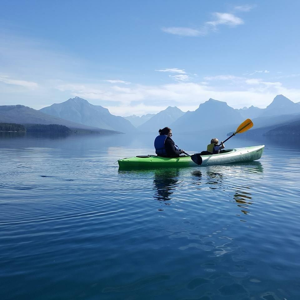 Dr. Hayes kayaking on Lake McDonald