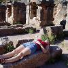 A sacrifice at the entrance to the stadium at Delphi