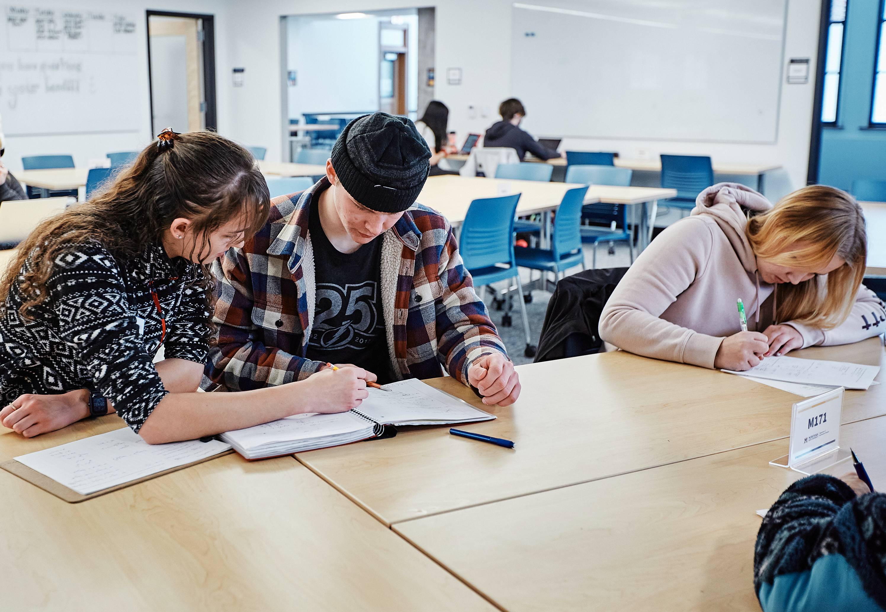 A student receiving assistance from another student.