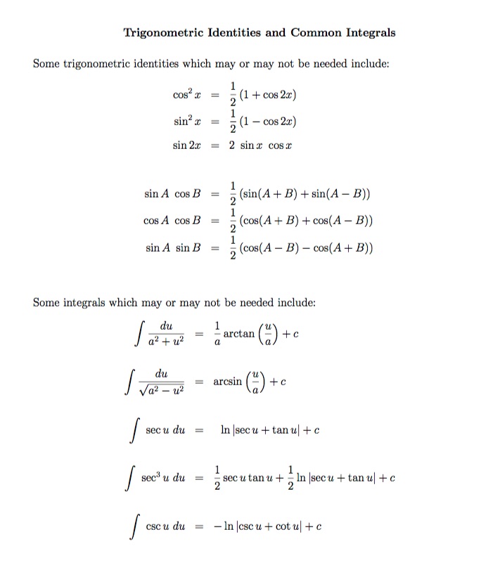 M2 formulae
